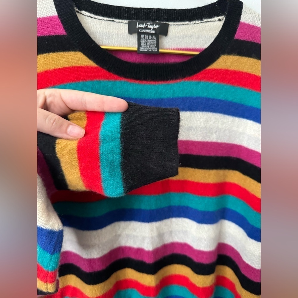 Lord and Taylor Cashmere Striped Sweater - Picture 4 of 5